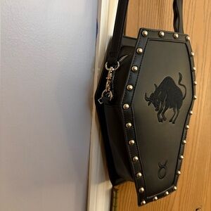 Gothic Coffin Faux Leather Mini Crossbody - Taurus Zodiac